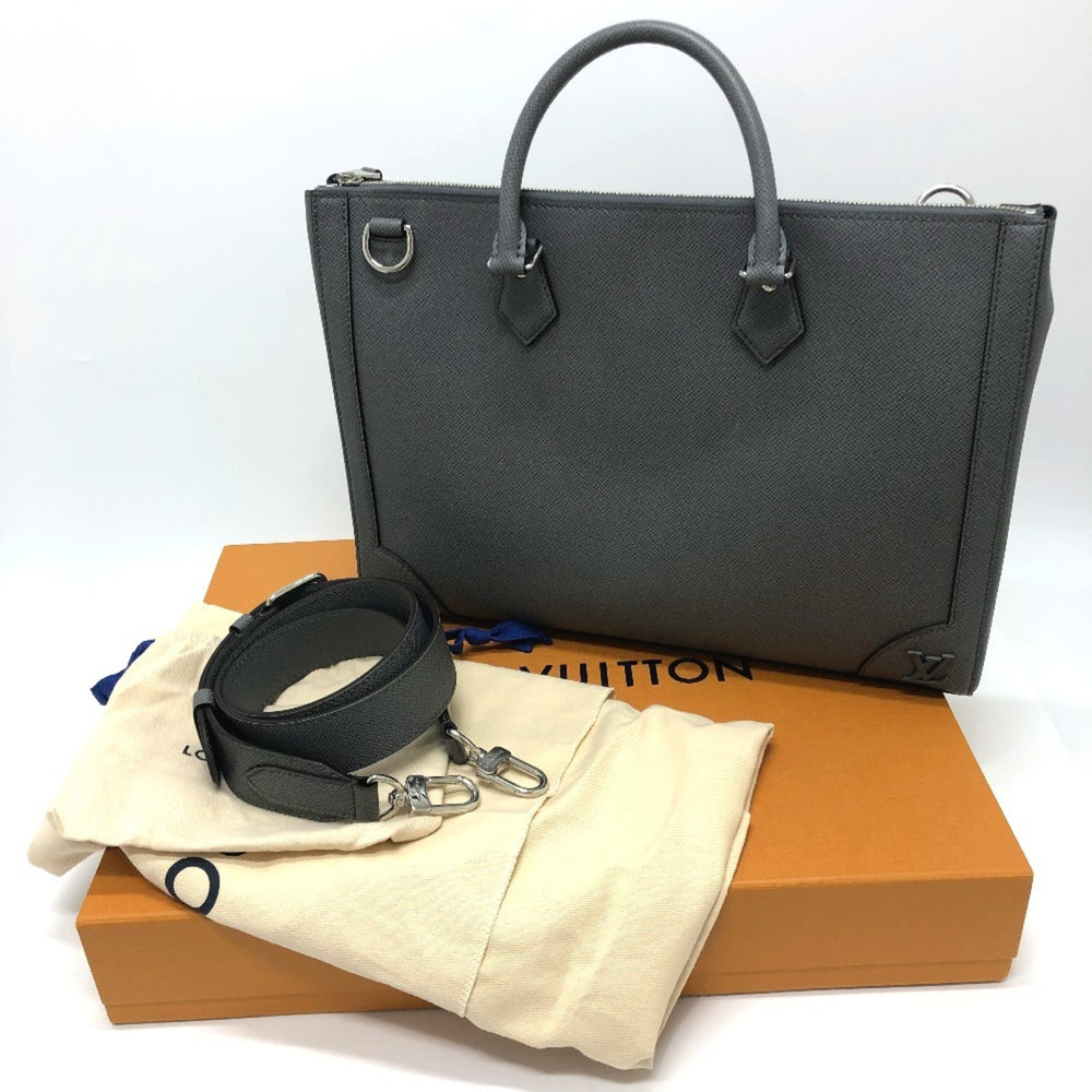 LOUIS VUITTON M30856 Taiga Slim Briefcase, 2-Way Bag, Shoulder Business Leather, Men's, Gracie Gray, Like New — Like New