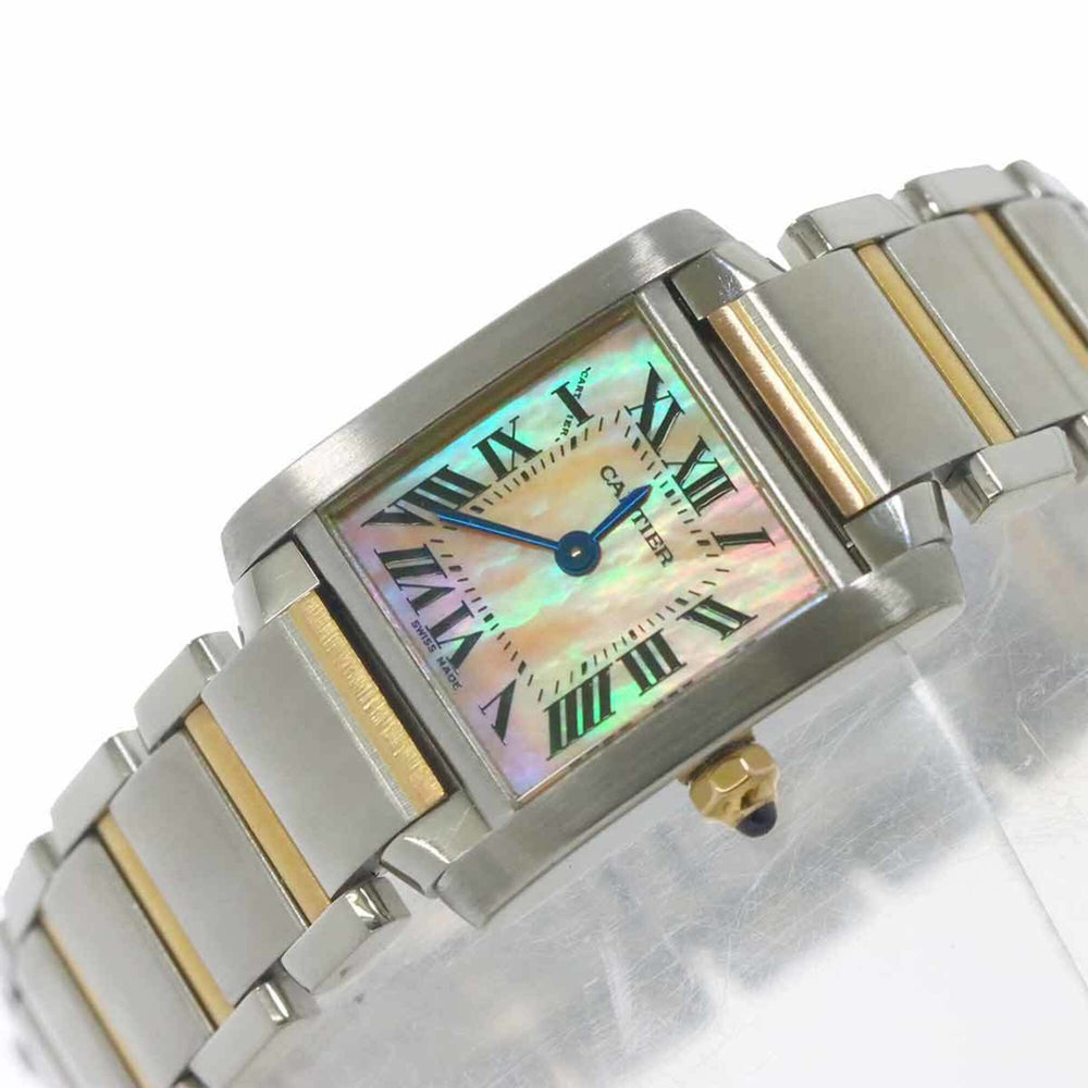 Cartier Tank Francaise SM Two-Tone W51027Q4 Women's Watch Pink Shell 18KPG Gold Quartz — Very Good