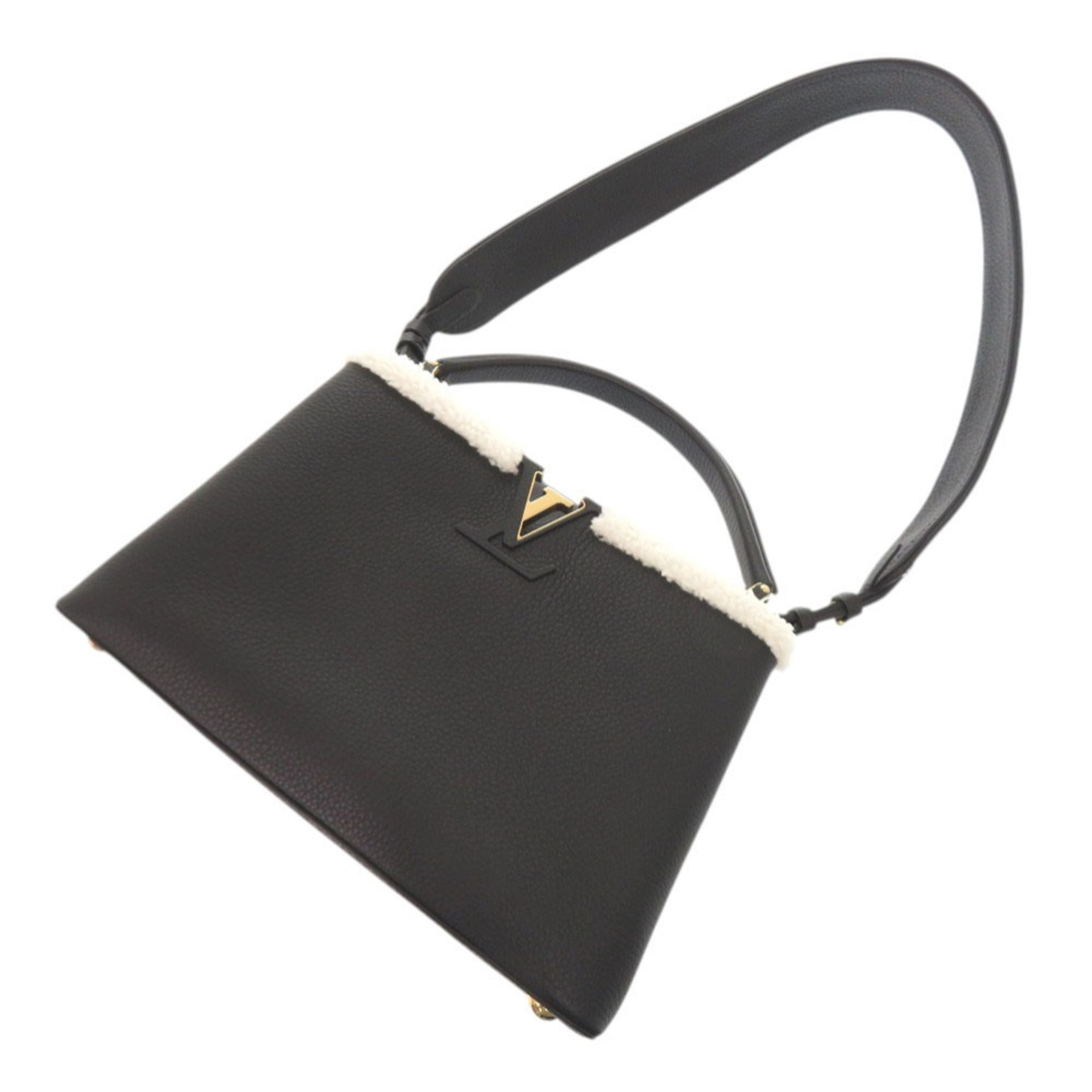 Like New Louis Vuitton Capucines MM M59073 IC Taurillon Leather Shearling Black Handbag LV 0237LOUIS VUITTON — Like New