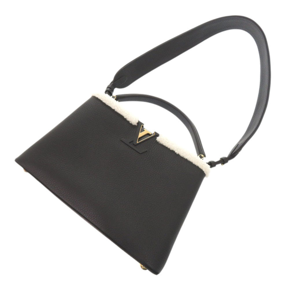 Like New Louis Vuitton Capucines MM M59073 IC Taurillon Leather Shearling Black Handbag LV 0237LOUIS VUITTON — Like New