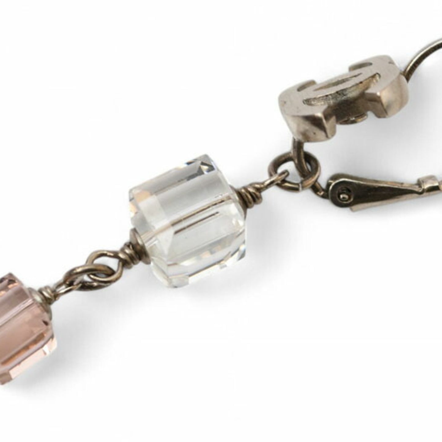 Chanel Earrings CHANEL CC Clear Pink Cube 08P Silver