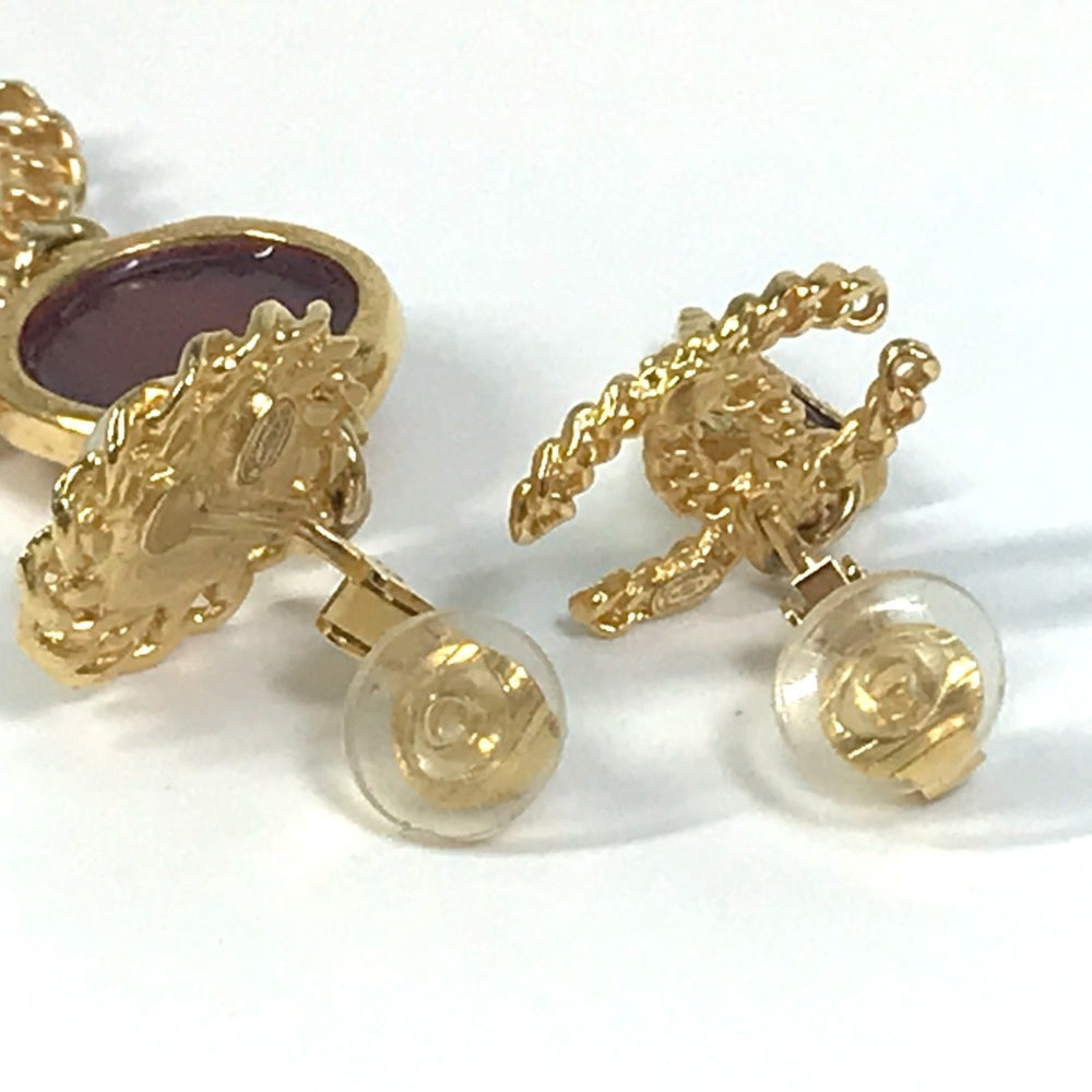 CHANEL CC Coco Mark Color Stone Faux Pearl A18K Earrings GP Women's Gold x Multicolor — Like New