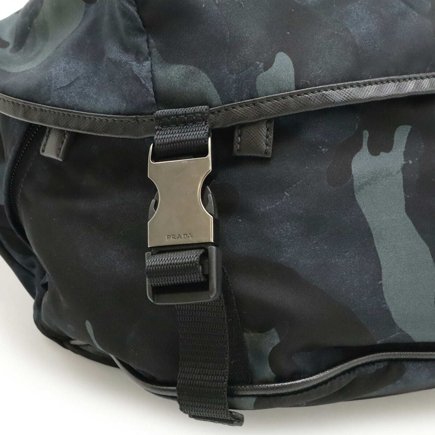 PRADA Prada Camouflage Nylon and Leather Body Bag Shoulder Navy Multicolor 2VH991