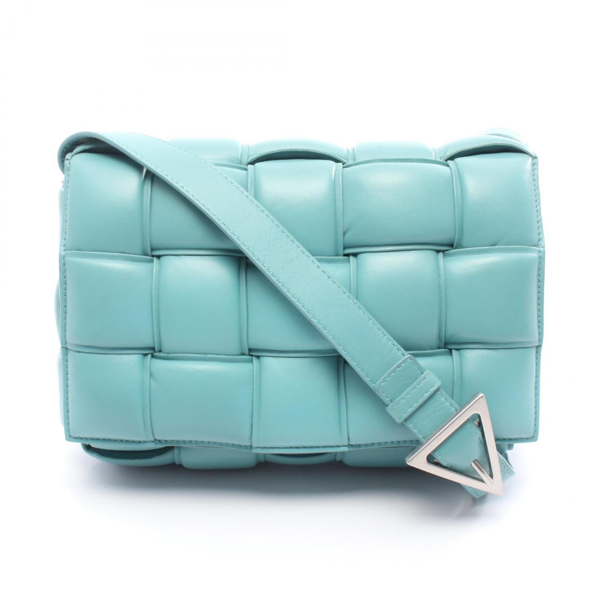Bottega Veneta Padded Cassette Intrecciato Shoulder Bag in Blue Leather for Women