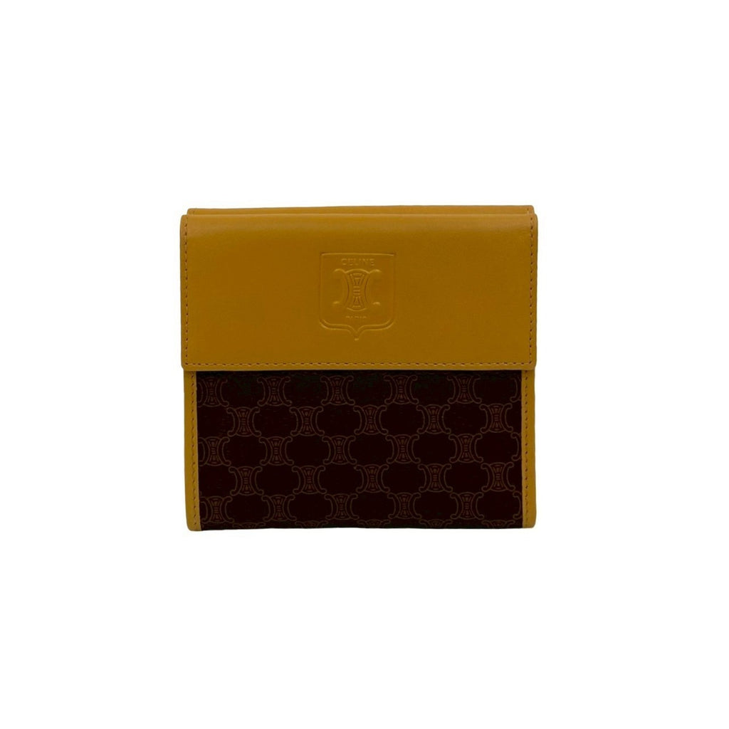 CELINE Macadam Blason Pattern Leather Bifold Wallet, Brown/Beige, 33672