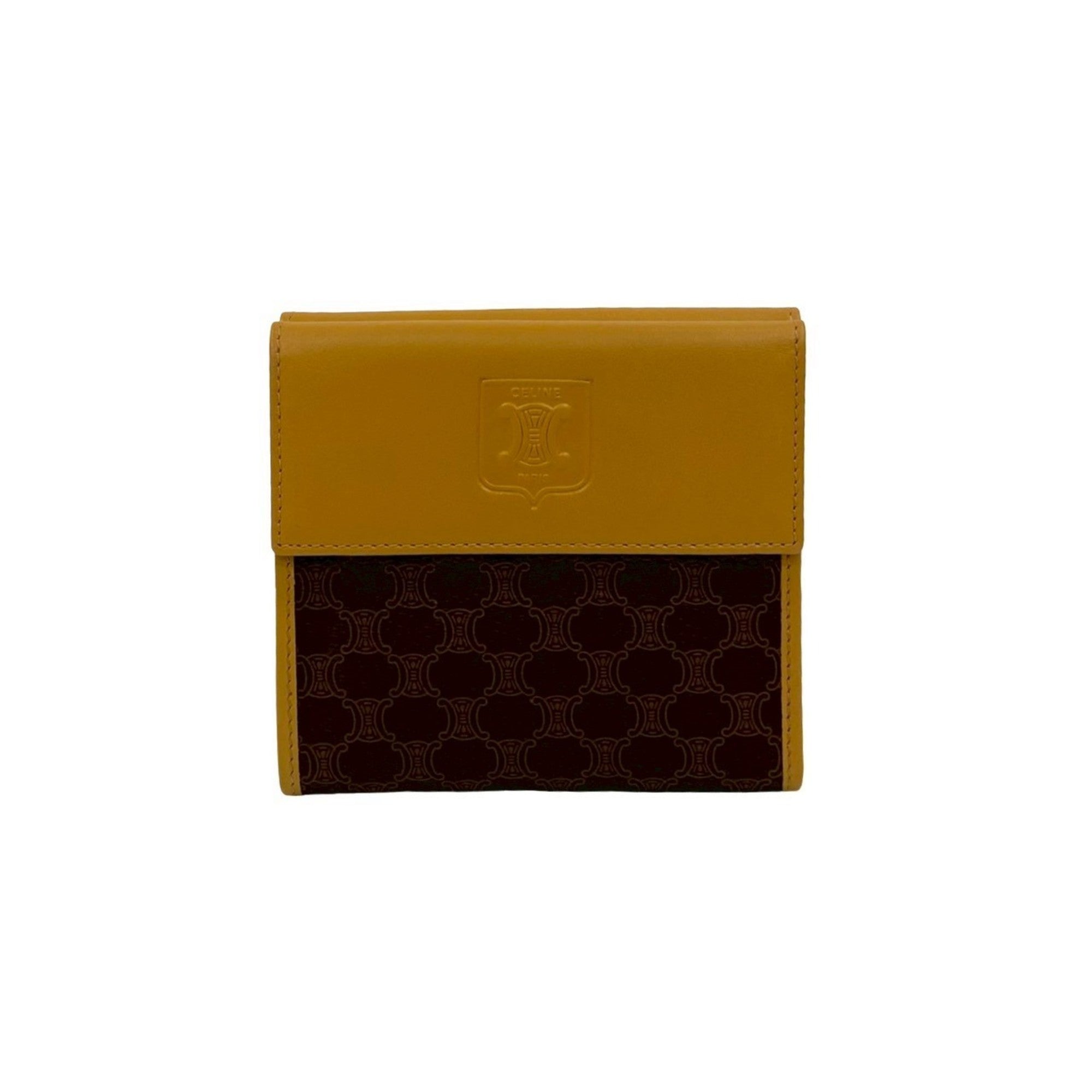 CELINE Macadam Blason Pattern Leather Bifold Wallet, Brown/Beige, 33672