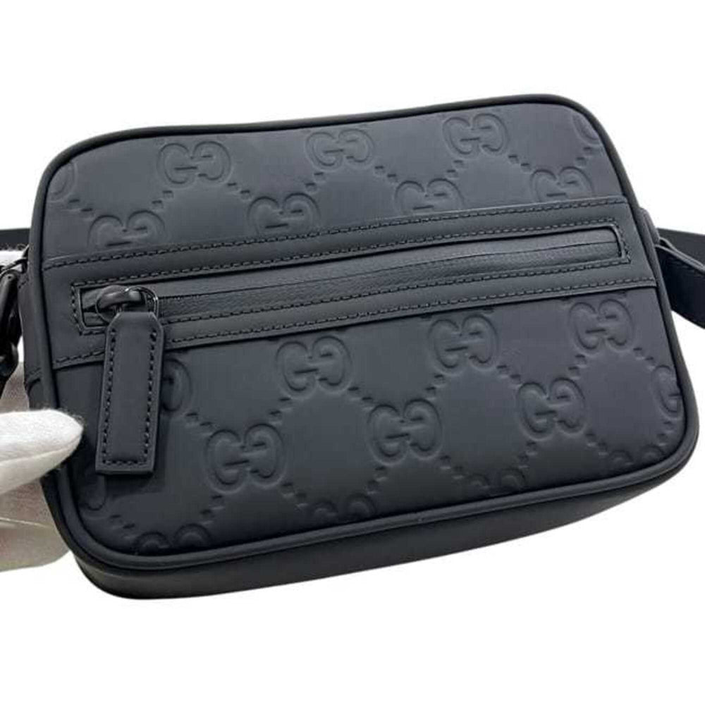 Gucci Shoulder Bag, Black GG 771321, Unused, Crossbody, Rubber Effect, 0416 GUCCI — Like New
