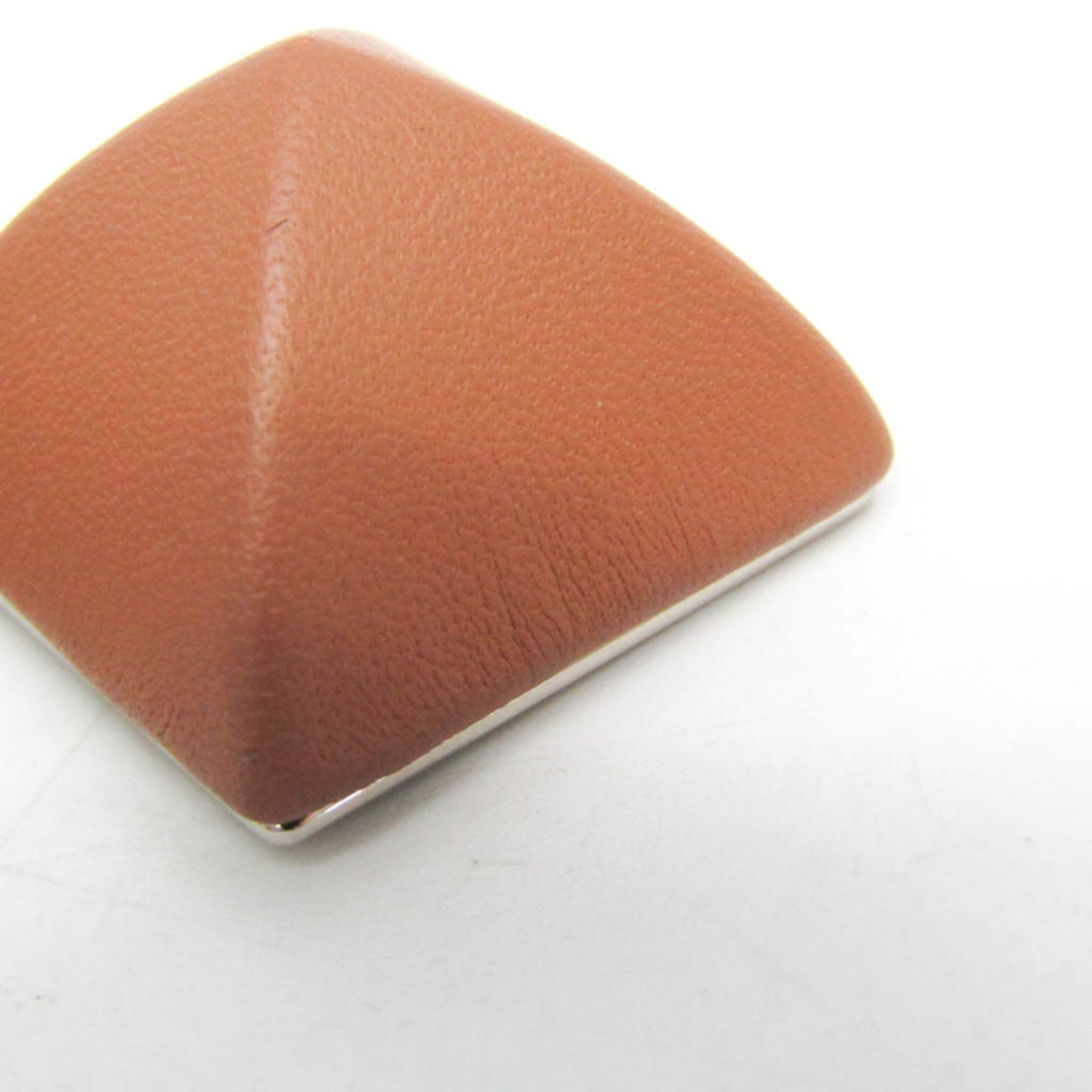 Hermes Medor Gaine GM Leather,Metal Stud Earrings Brown — Like New