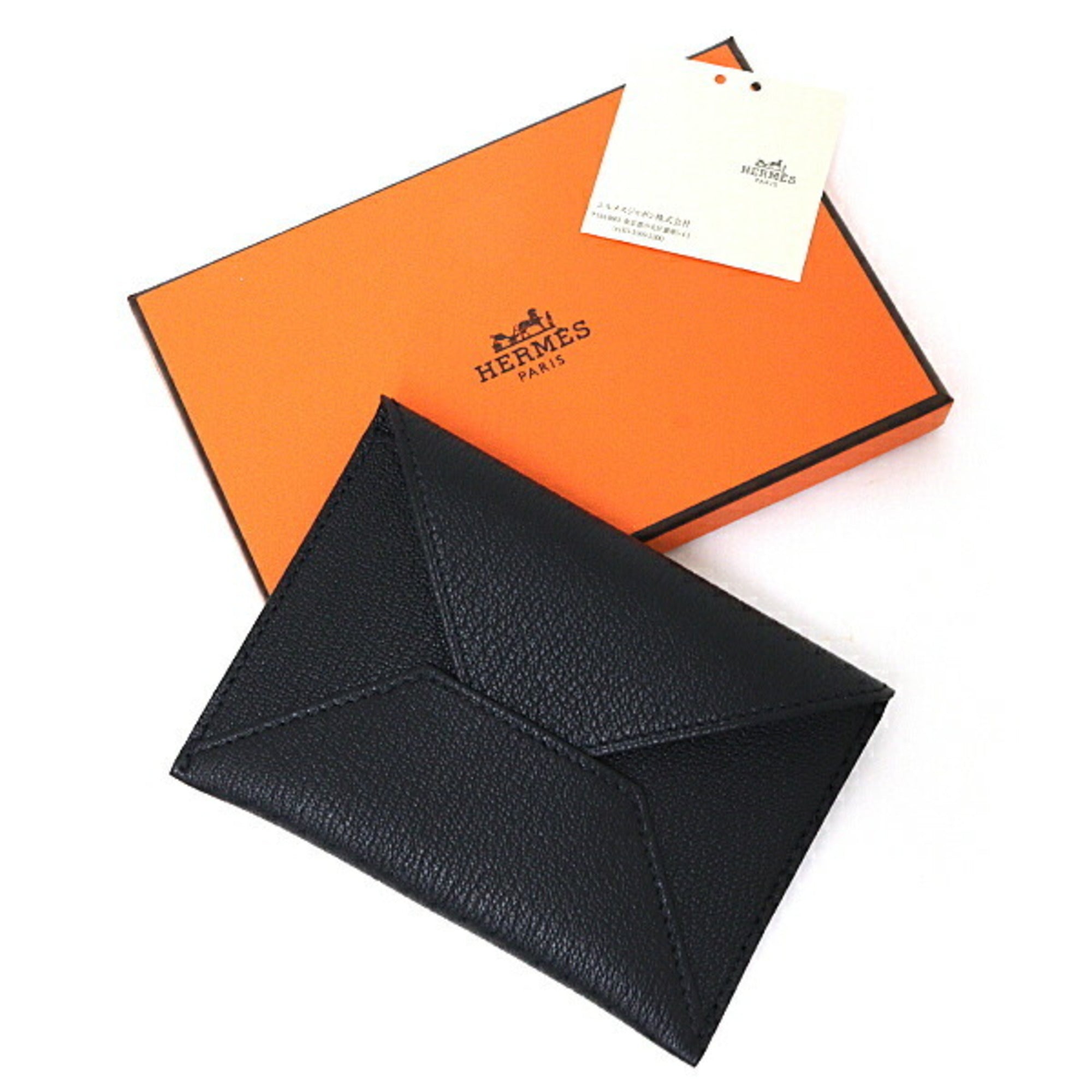 Hermes HERMES Pouch "Envelope" MM Card Case Chevre Mysore H032790CA89 Black — Like New