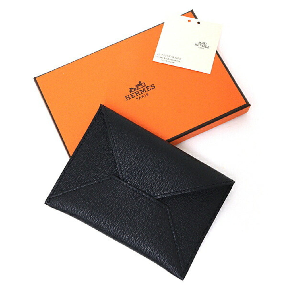 Hermes HERMES Pouch "Envelope" MM Card Case Chevre Mysore H032790CA89 Black — Like New