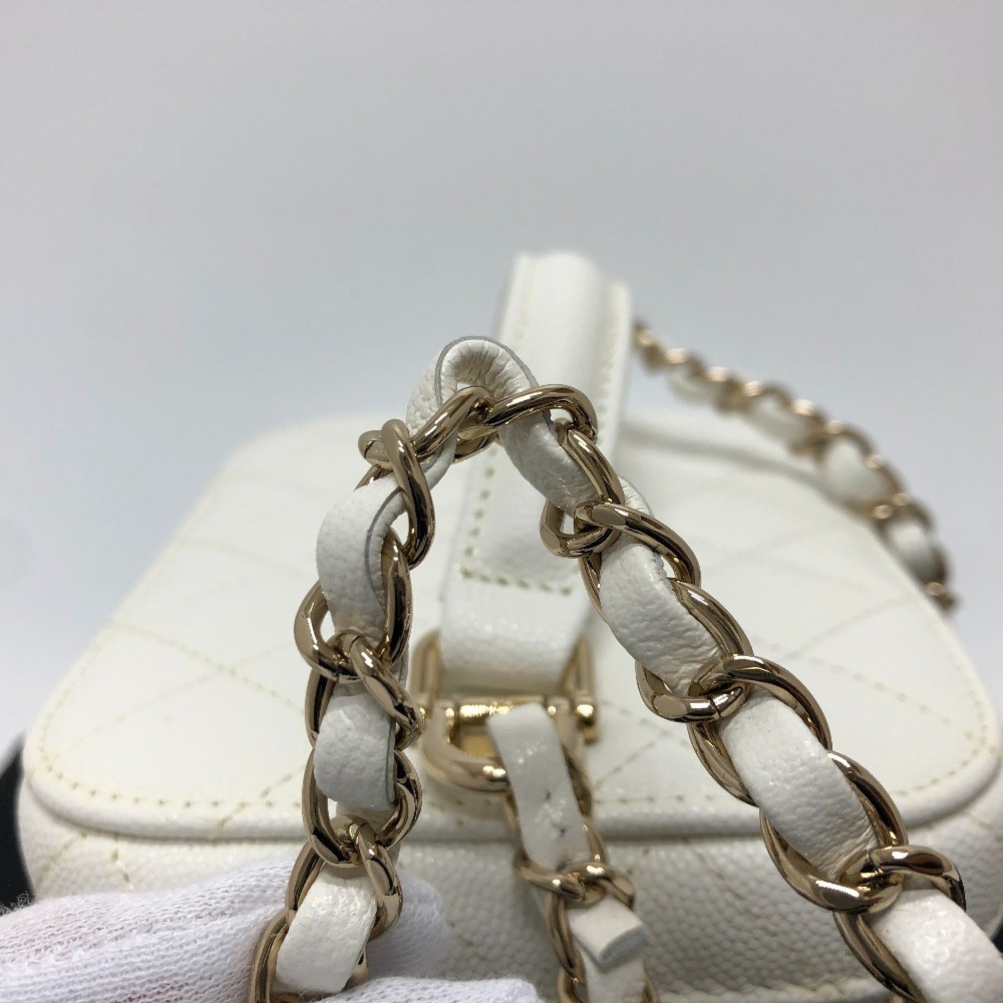 CHANEL AS3171 Coco Mark CC Vanity Bag Chain Handbag Shoulder Caviar Skin Women's White — New - Store Return