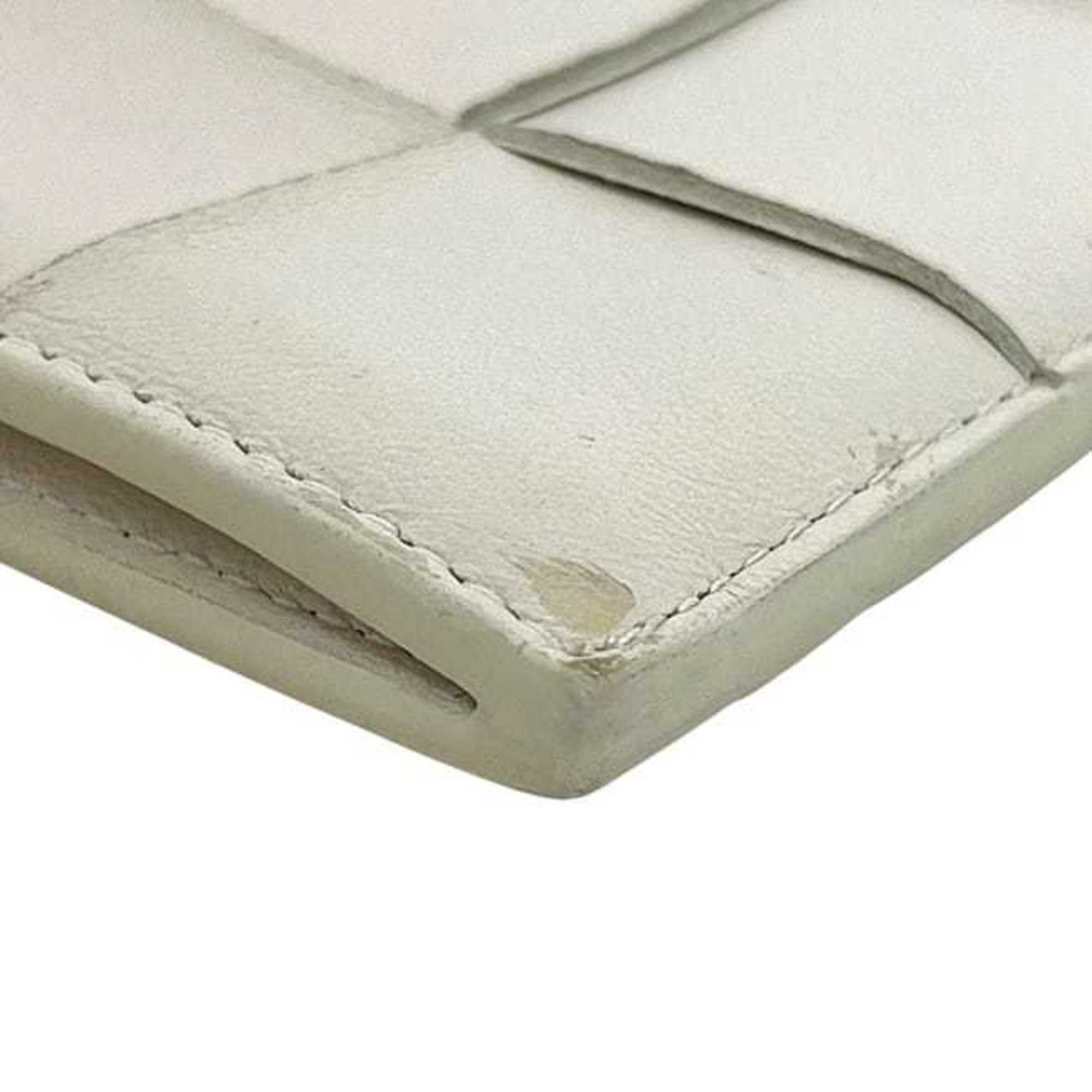 Bottega Veneta Coin Case ec-24609 White Cassette 679843 Purse Leather P01931123D BOTTEGA VENETA Mini Card Holder Intrecciato Pattern Men's Women's