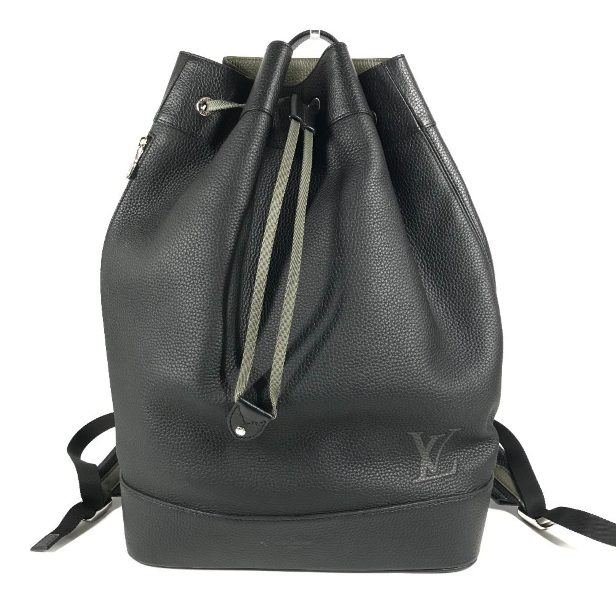 LOUIS VUITTON M55171 LV Logo Taurillon Noé Backpack Daypack Bag Drawstring Rucksack Leather Men's Women's Black — Like New