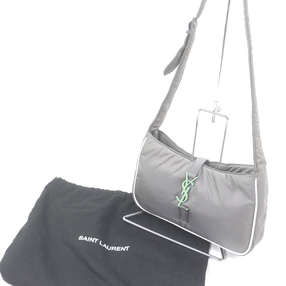 Yves Saint Laurent SAINT LAURENT PARIS 733294 Nylon Cassandra Logo Hardware One-Shoulder Bag, Gray, with Dust Made in Italy, Women's — Like New