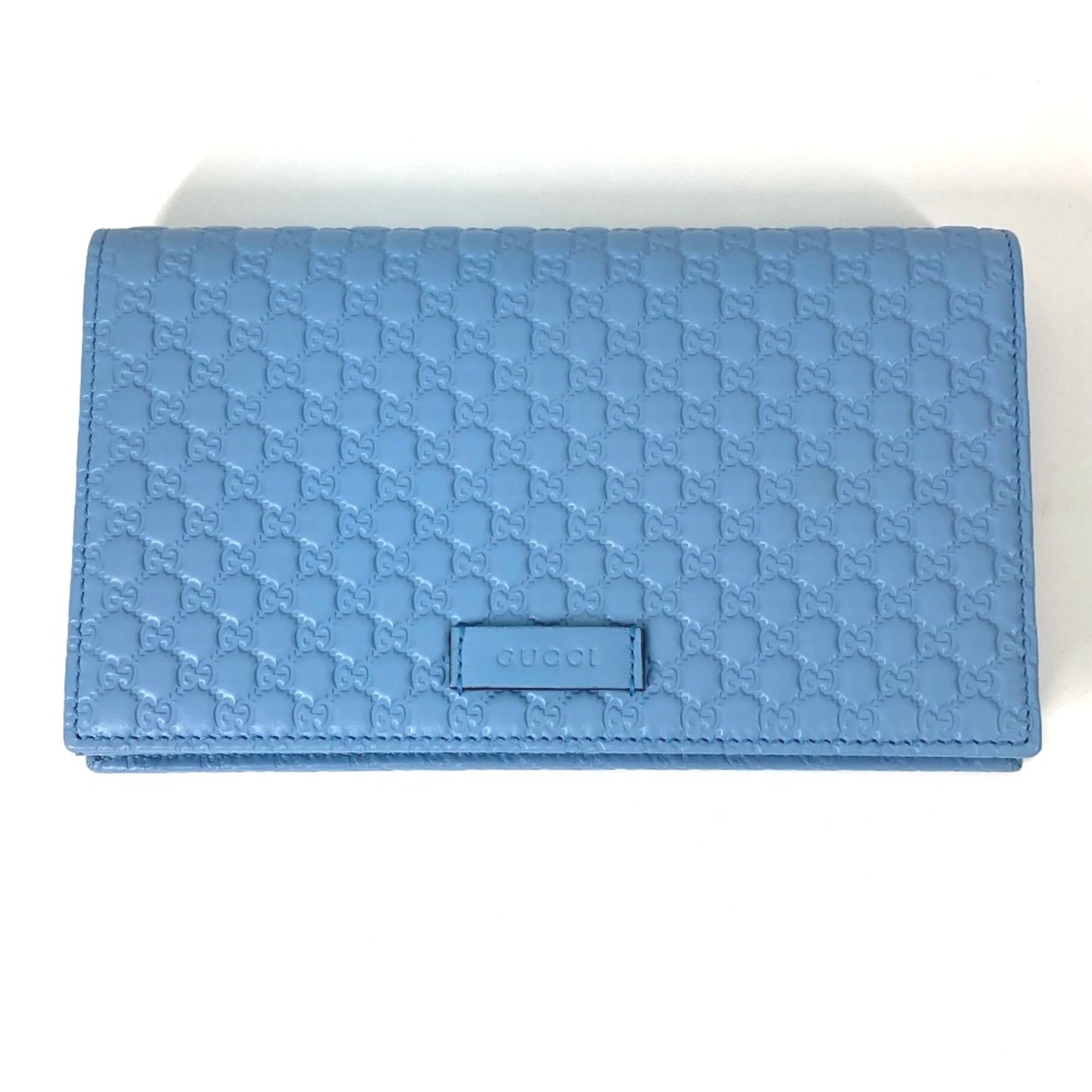 Gucci 466507 Micro Guccissima Bifold Long Wallet Crossbody Bag 3WAY Shoulder Bag blue — Like New