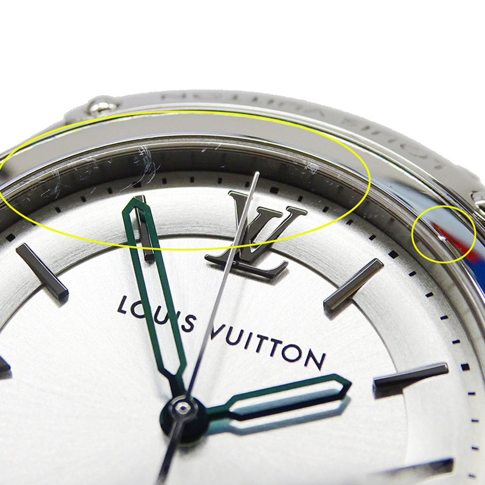 Louis Vuitton LOUIS VUITTON Men's Watch Brand Fifty Five Automatic AT Stainless Steel SS Leather Q6G20 Round Polished — Good