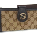 GUCCI Interlocking G Long Wallet 269970 Brown GG Canvas Leather Women's Double Stud Bifold