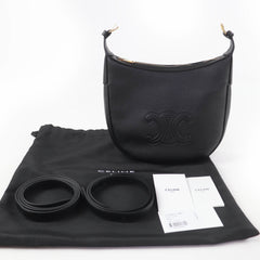 CELINE 11725 Cuir Triomphe Eloise Small Leather 2-Way Handbag/Shoulder Bag, Black, with Dust Made in Italy, Women's — Like New