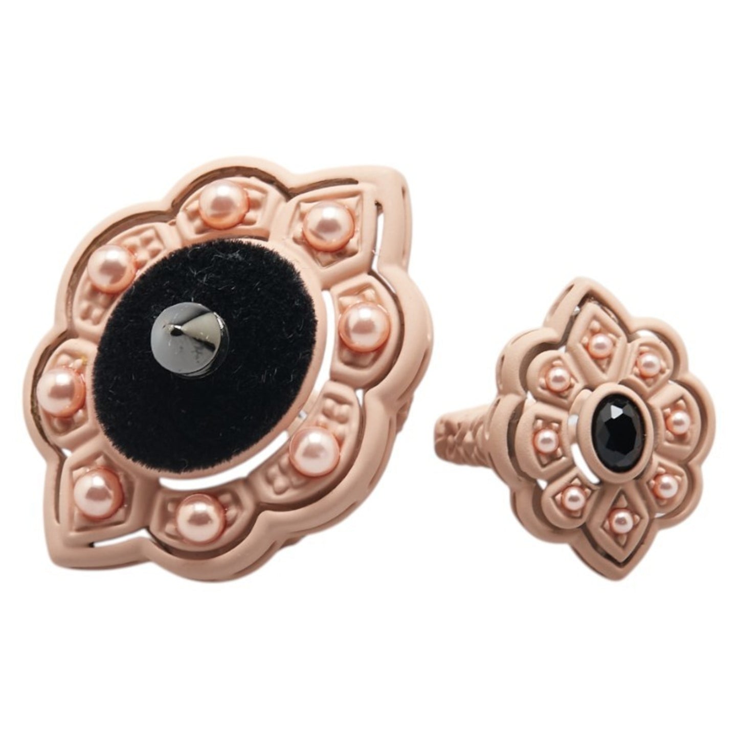 Gucci Stud Ring 2-piece set Pink Plastic Faux Pearl Velvet Women's GUCCI