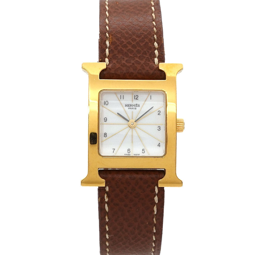 Hermes H-Watch HH1 201 Women's Watch White Brown Quartz H — Very Good
