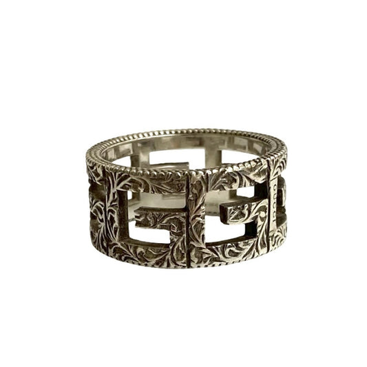 GUCCI Square G Arabesque Sterling Silver 925 Ring for Men and Women, 72174