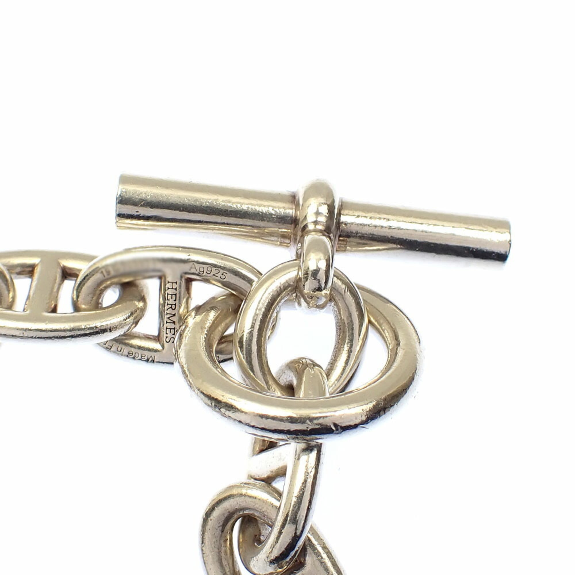 Hermes Hermès Chaine d'Ancre TGM Men's Bracelet, SV925, 114.6g, Silver