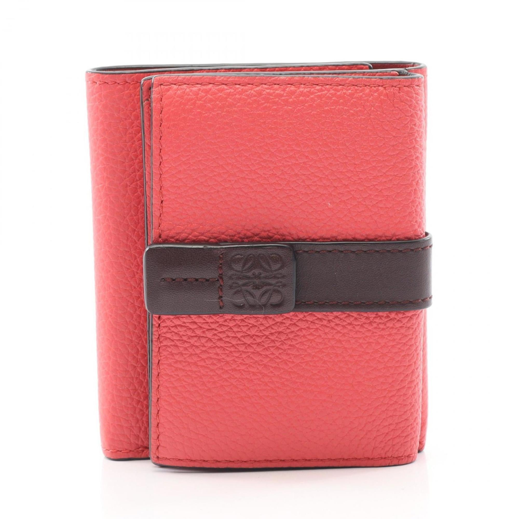 LOEWE Trifold Wallet, Leather, Women's, Pink and Brown