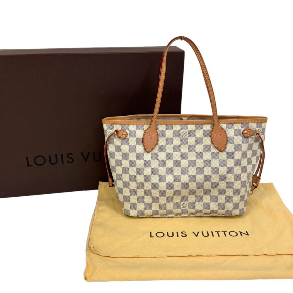 LOUIS VUITTON Damier Azur Neverfull PM Tote Bag N51110 Navy White Women's — Like New