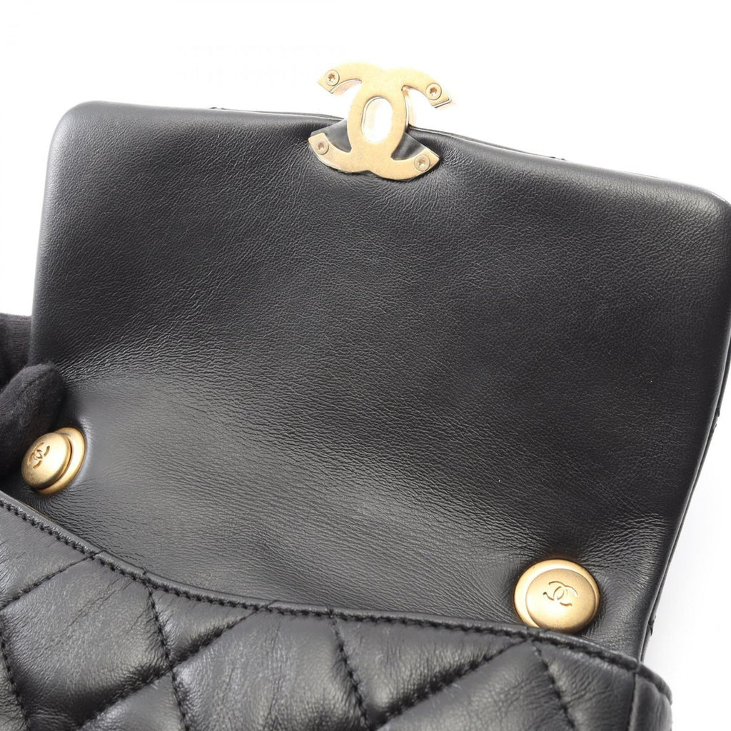 CHANEL Mini Matelasse Shoulder Bag, Lambskin Leather, Women's, Black, AS3205