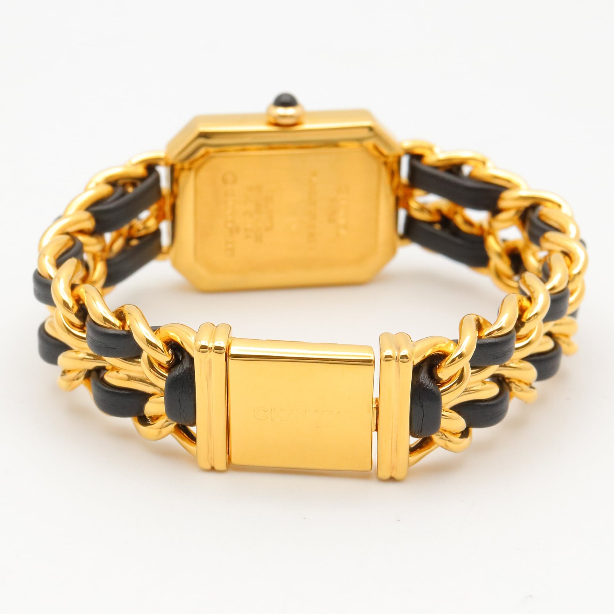 Chanel CHANEL Première S Watch, Gold Plated (GP), Leather Strap, Women's, Black, H0001 — Very Good