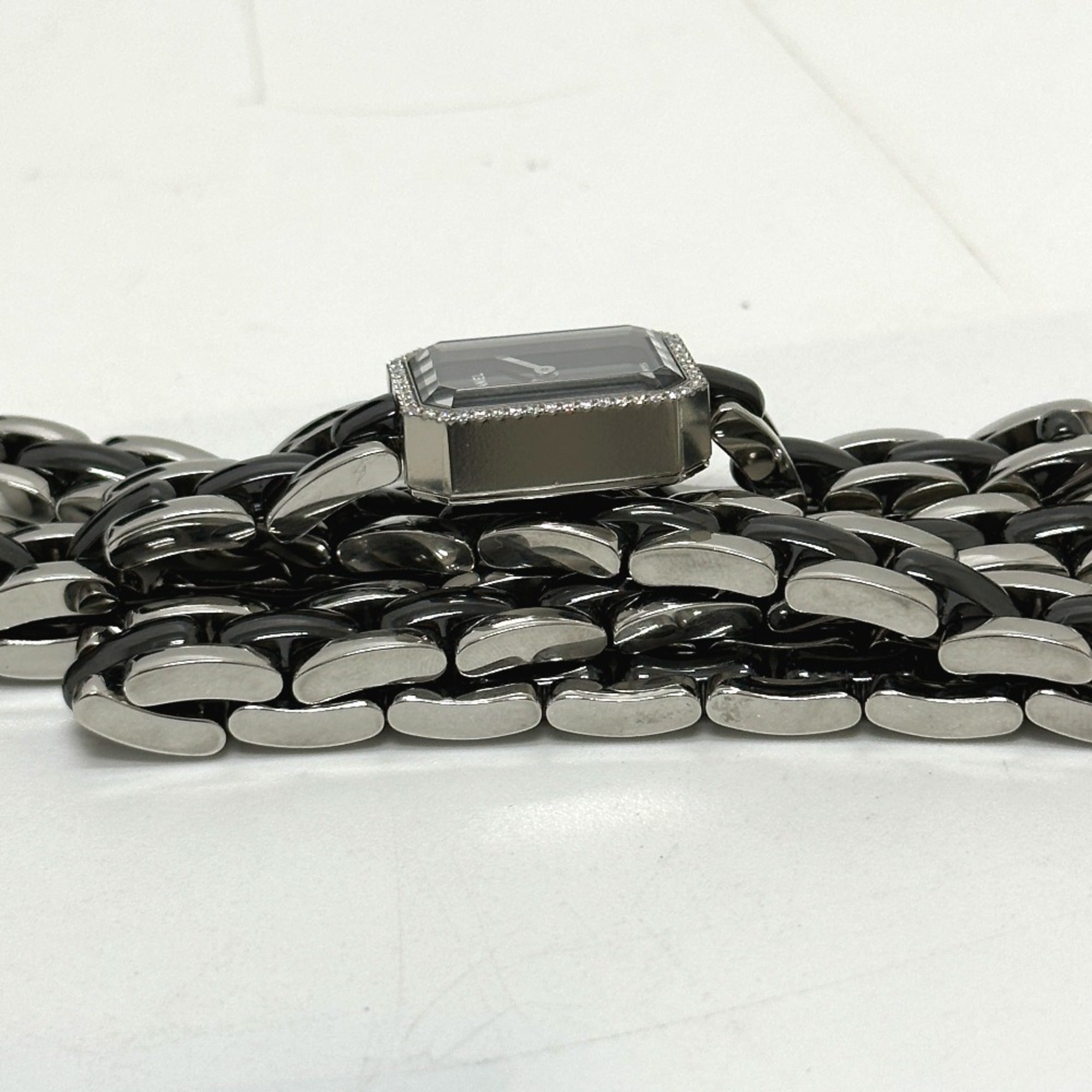 CHANEL Premiere Triple Bracelet Watch H3058 with Diamond Bezel, Stainless Steel/Ceramic, Black — Good