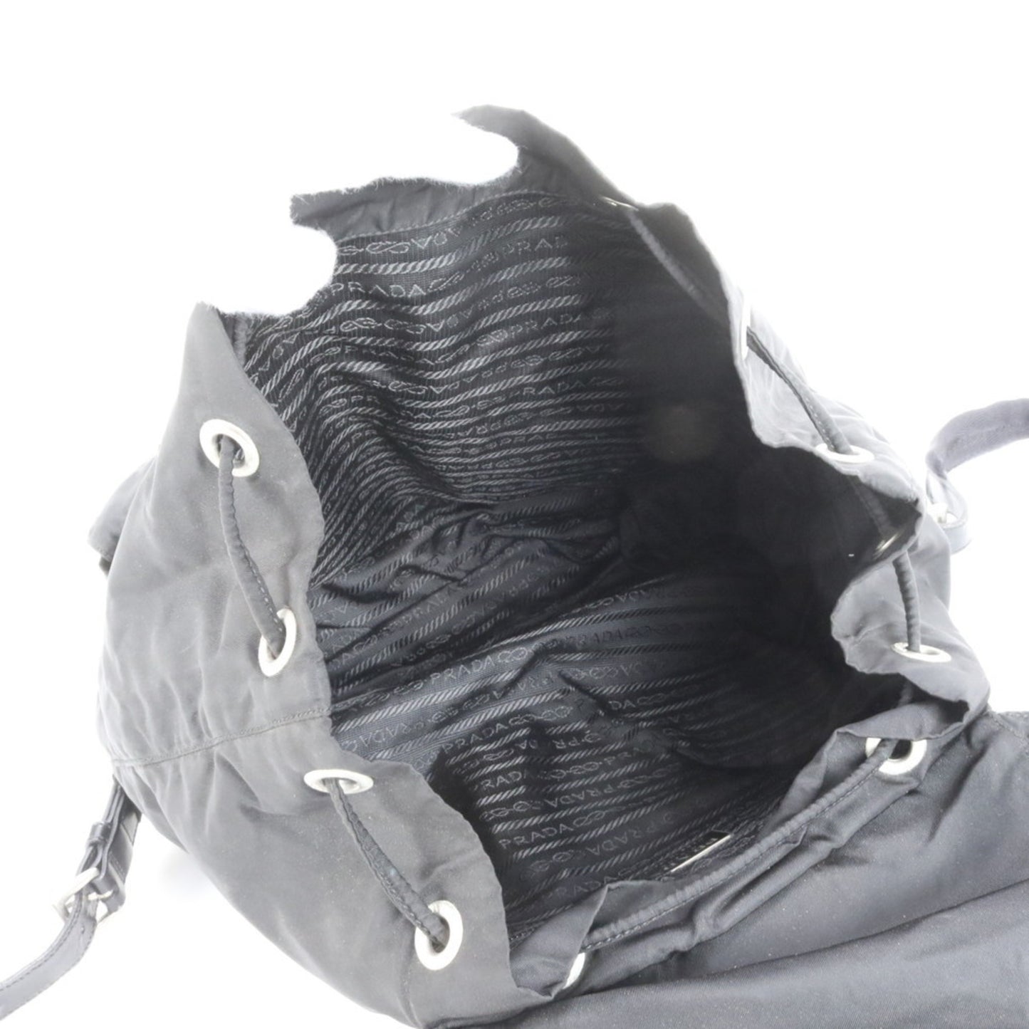 Prada Tessuto nylon triangle logo leather backpack for women