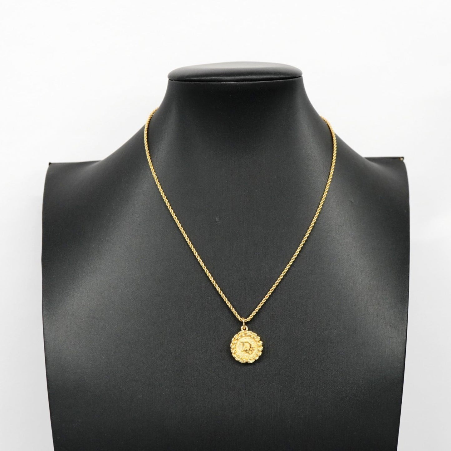 Christian Dior Necklace Circle GP Plated Gold for Women
