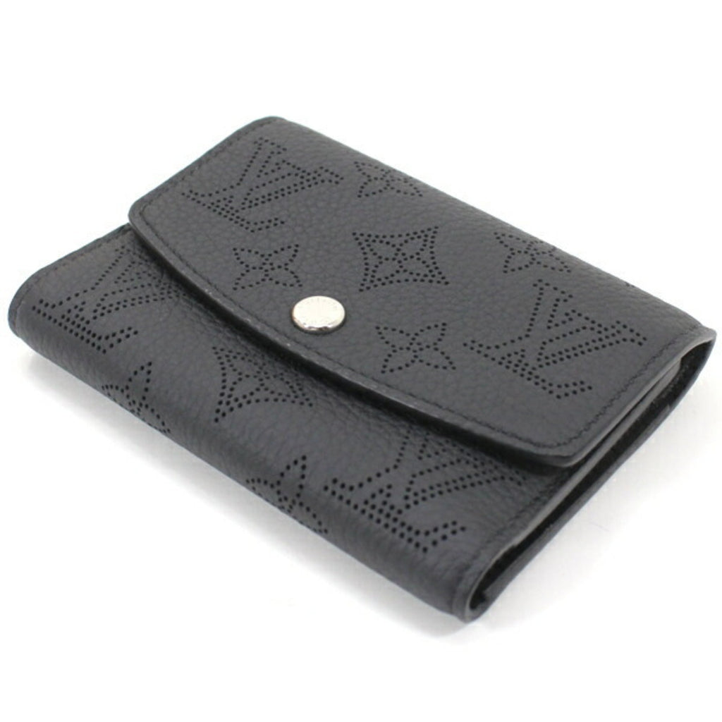 Louis Vuitton Victorine Mahina Tri-fold Wallet in Leather, M82679, Black, Women's, LOUIS VUITTON KM3169