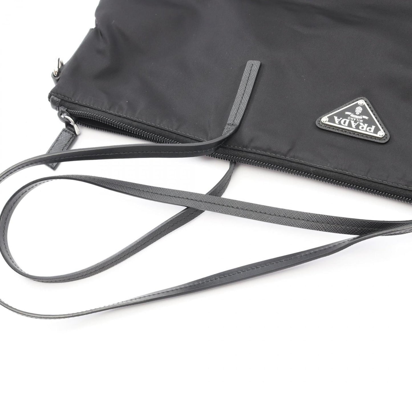 Prada TESSUTO Tote Bag in Nylon and Saffiano Leather, Black, Women's, 1BG189