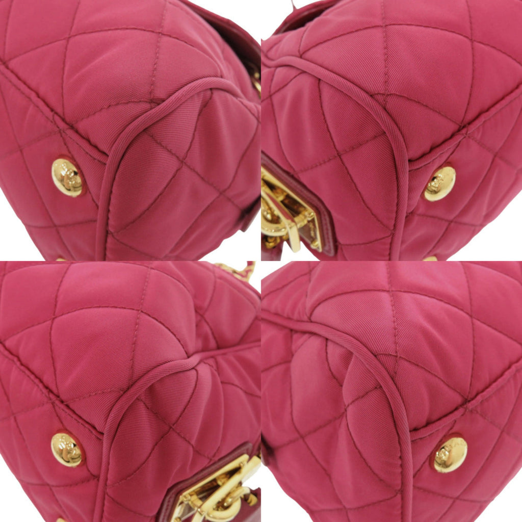 Excellent condition Prada quilted nylon pink chain shoulder bag 1592PRADA