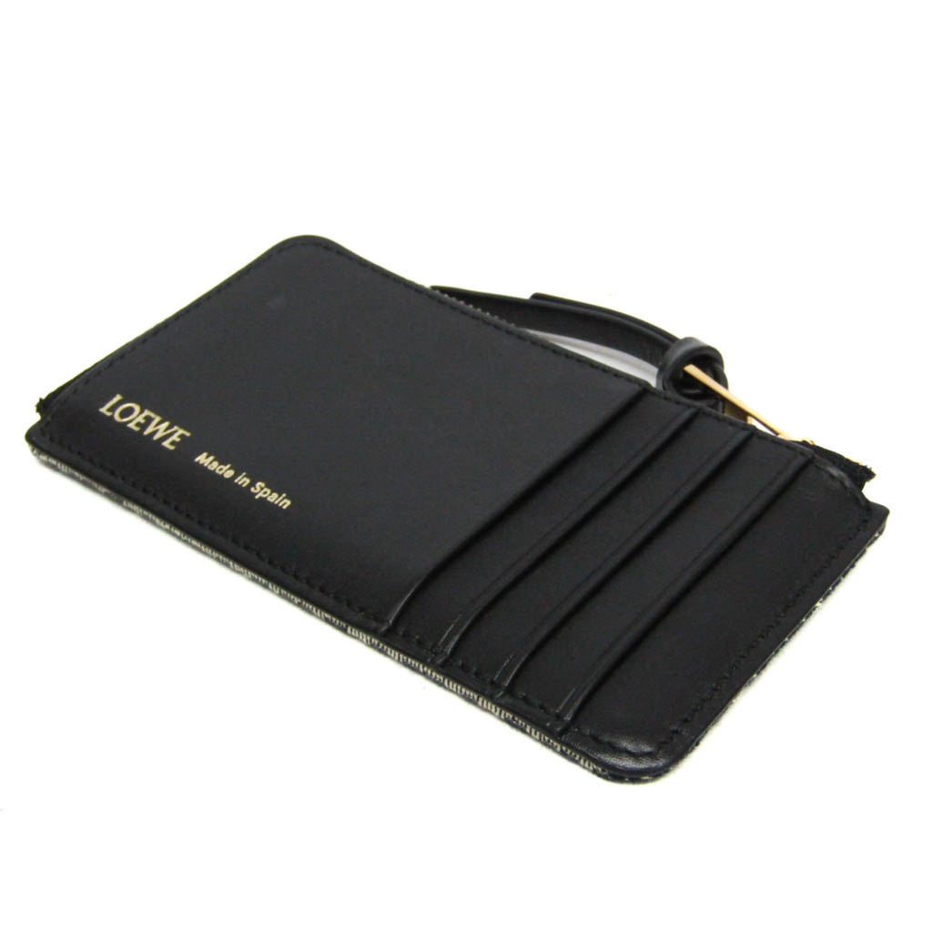 Loewe Anagram Coin Card Holder C604Z40X02 Women's Leather,Cotton Canvas Coin Purse/coin Case Black,Light Beige