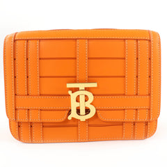 BURBERRY Burberry TB hardware 2-way leather clutch bag/shoulder bag, orange, with dust made in Italy, women's — Like New