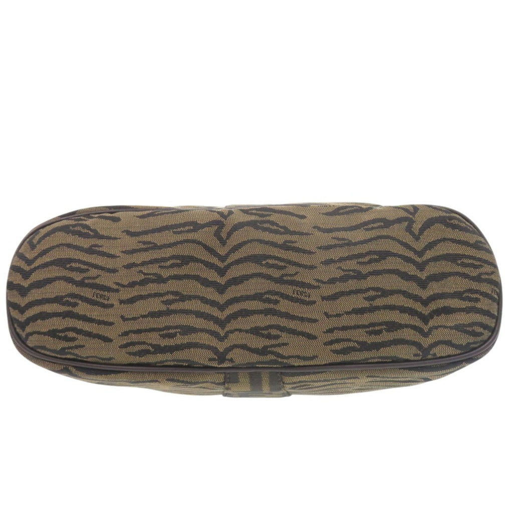 Excellent condition Fendi Zucca handbag in tiger print canvas and leather, brown, 1378