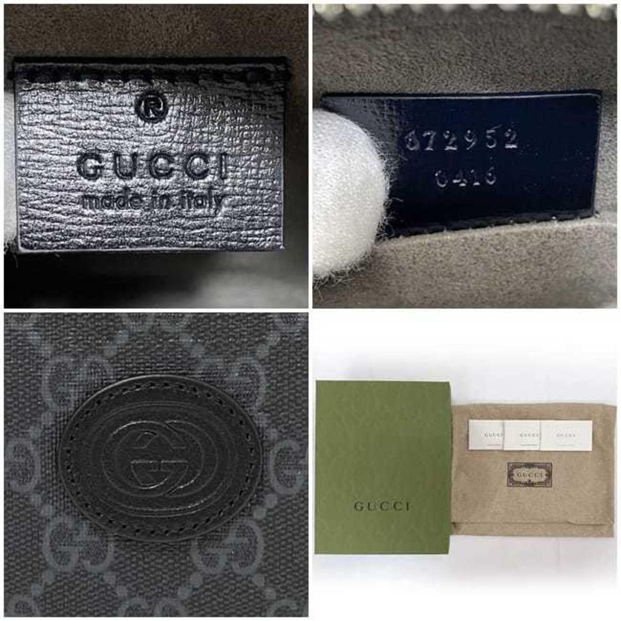 Gucci Shoulder Bag f-21810 Black Interlocking 672952 92TCN 1000U PVC Leather 0416 GUCCI Pochette Crossbody GG Supreme Unisex Women Men — Like New