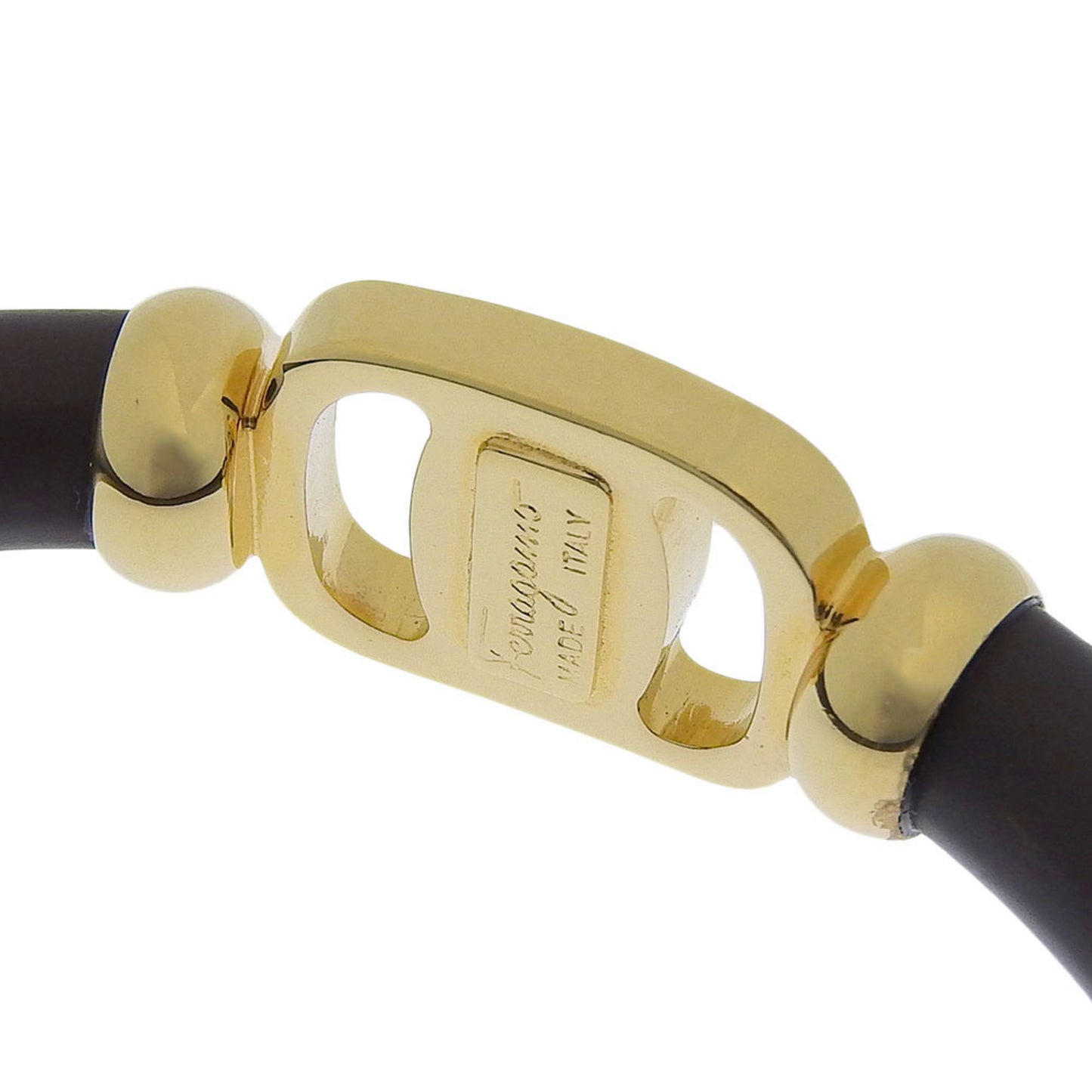 Salvatore Ferragamo Vara Bangle GP Leather Brown