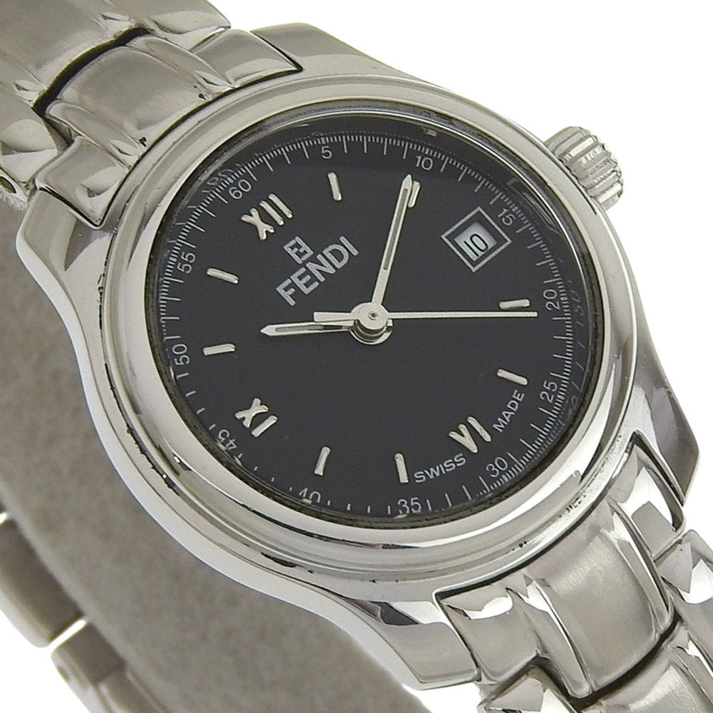 Fendi Olologi Watch 210L Stainless Steel Quartz Analog Display Black Dial Women's — Good
