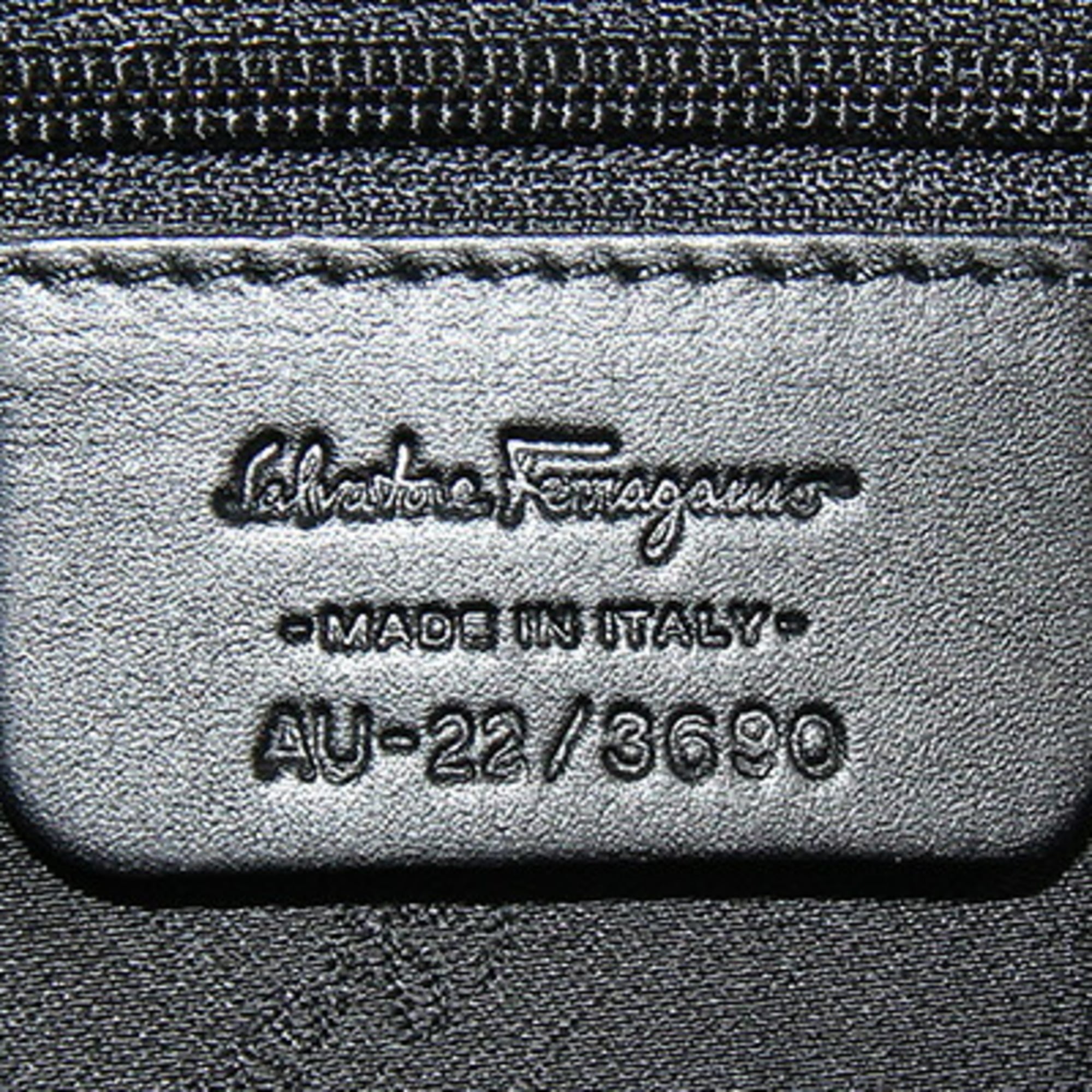 Salvatore Ferragamo Ferragamo Gancini 22 3690 Black Nylon Leather Handbag Pouch for Women Salvatore — Like New