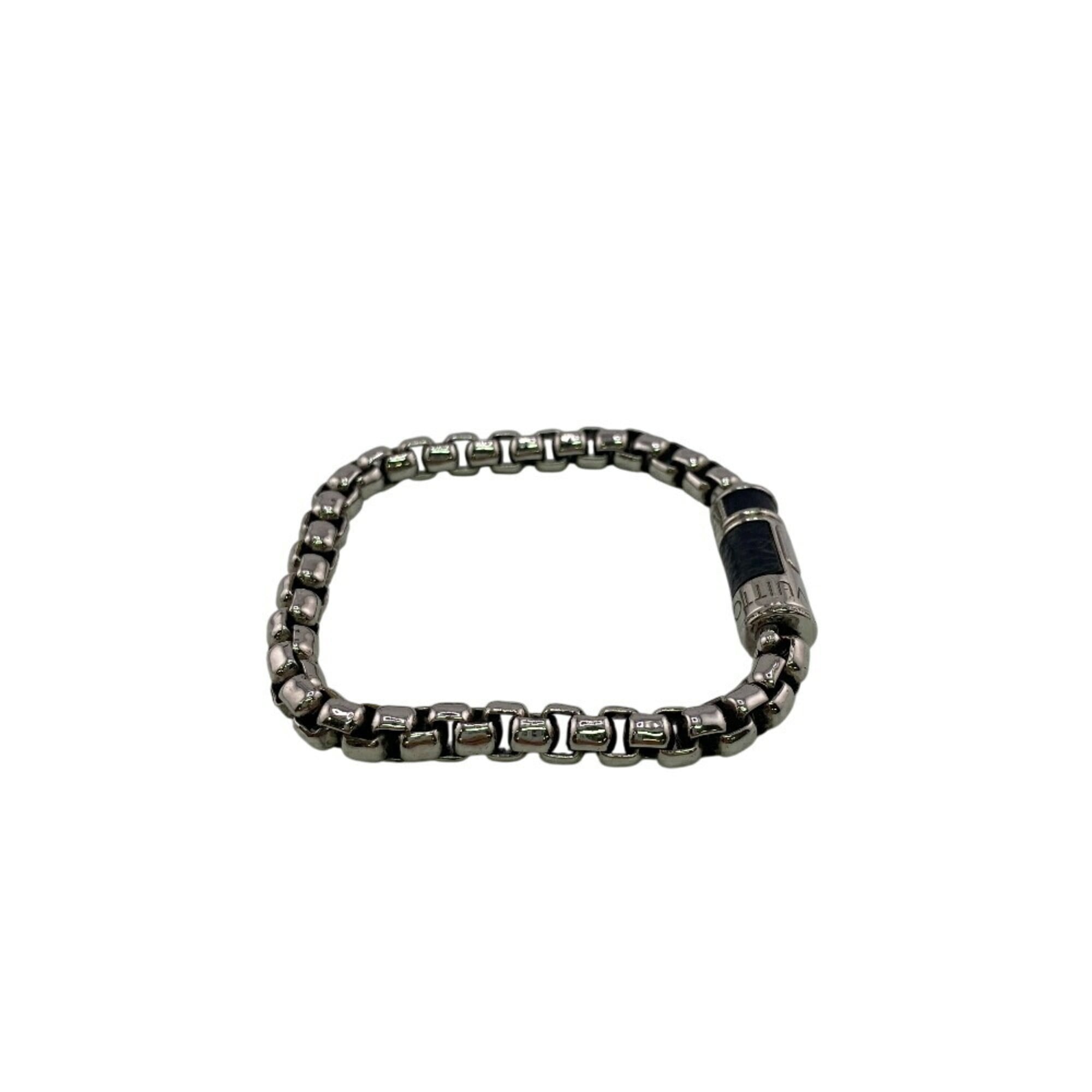 LOUIS VUITTON M62592 Monogram Eclipse Chain Bracelet in Silver for Men
