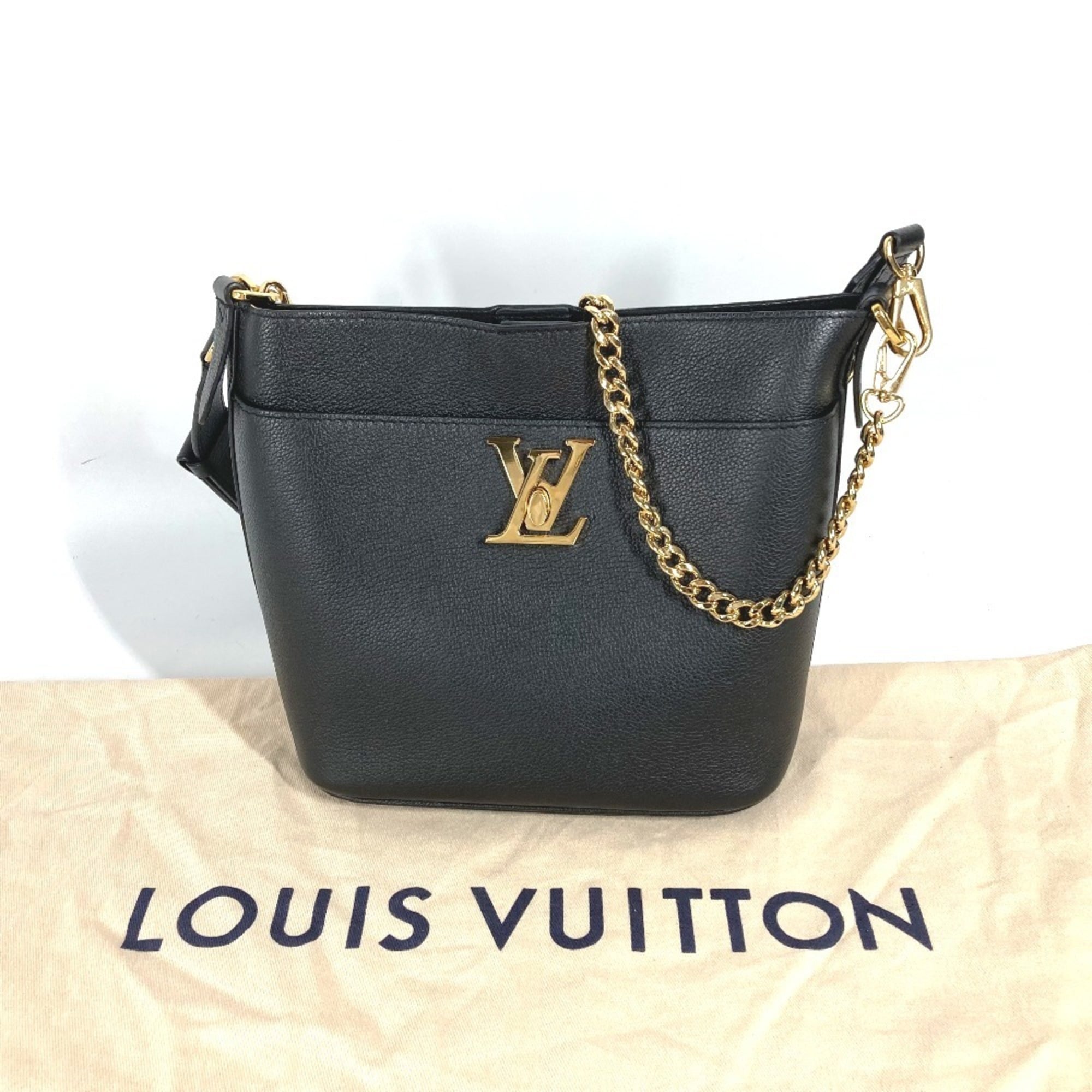 LOUIS VUITTON M24006 Rock & Walk Bucket Chain Shoulder Bag Calf Leather Women's Black L-240704-11 — Like New