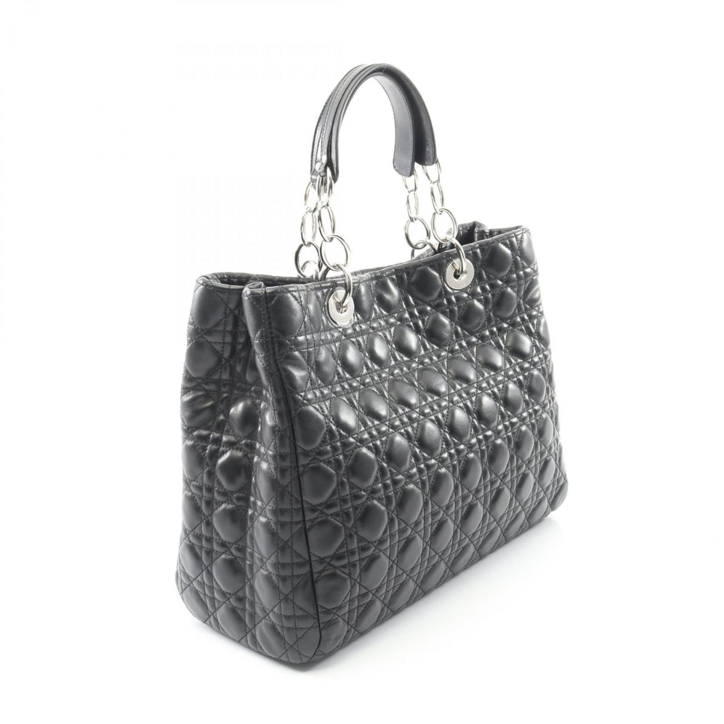 Christian Dior Dior Lady Cannage Tote Bag, Leather, Women's, Black