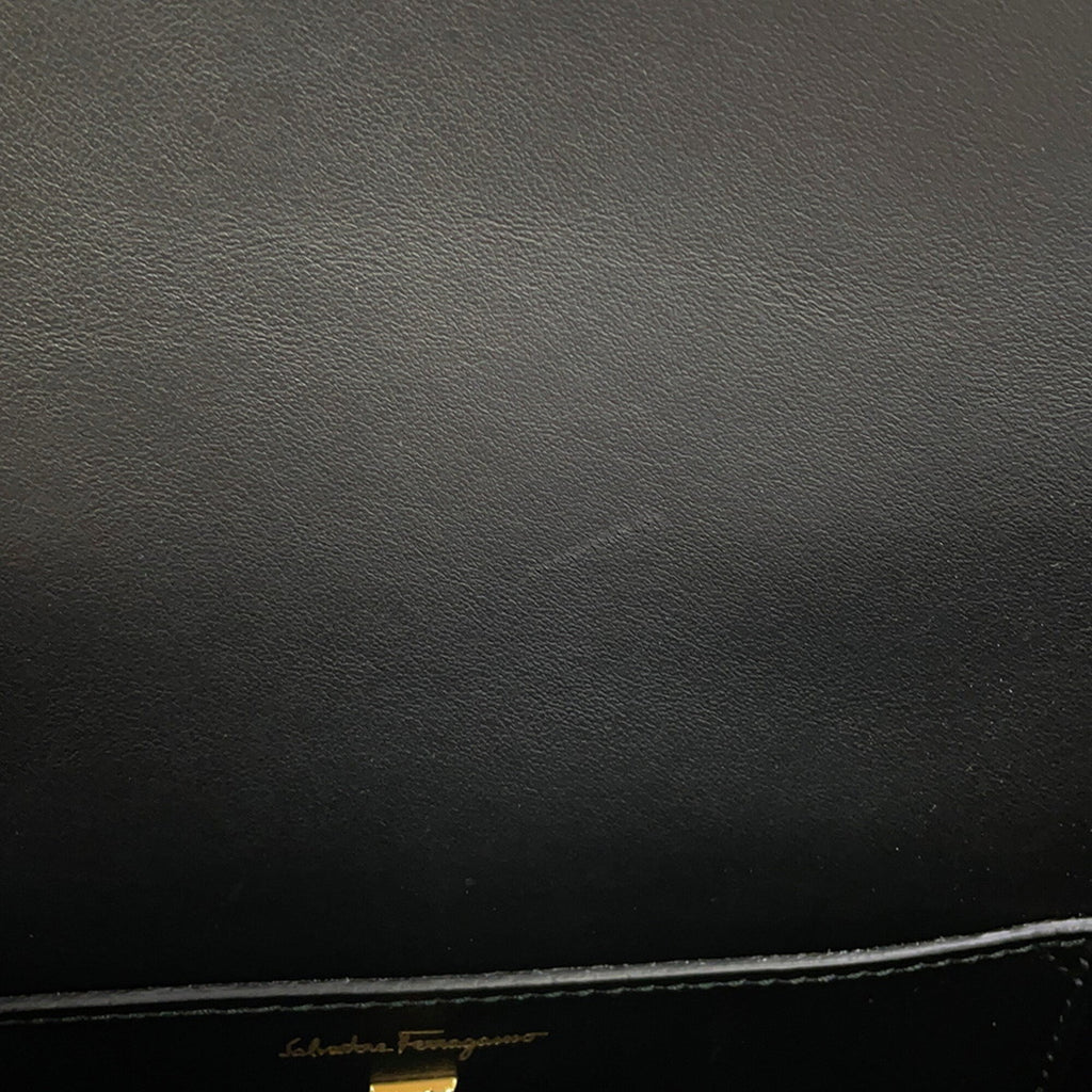 Salvatore Ferragamo Gancini Leather Backpack in Black