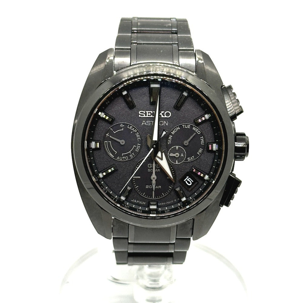 Seiko SBXC069/5X53-0AV0 Astron Global Line Day Date GPS Solar Radio-Controlled Wristwatch Titanium Men's Black — Good