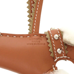 Hermes Badie Studded Sheepskin Agneau Milo Gold Silver Hardware K Stamp (Made in 2025) Accessory Bag Charm Brown 1268 HERMES — New - Store Return