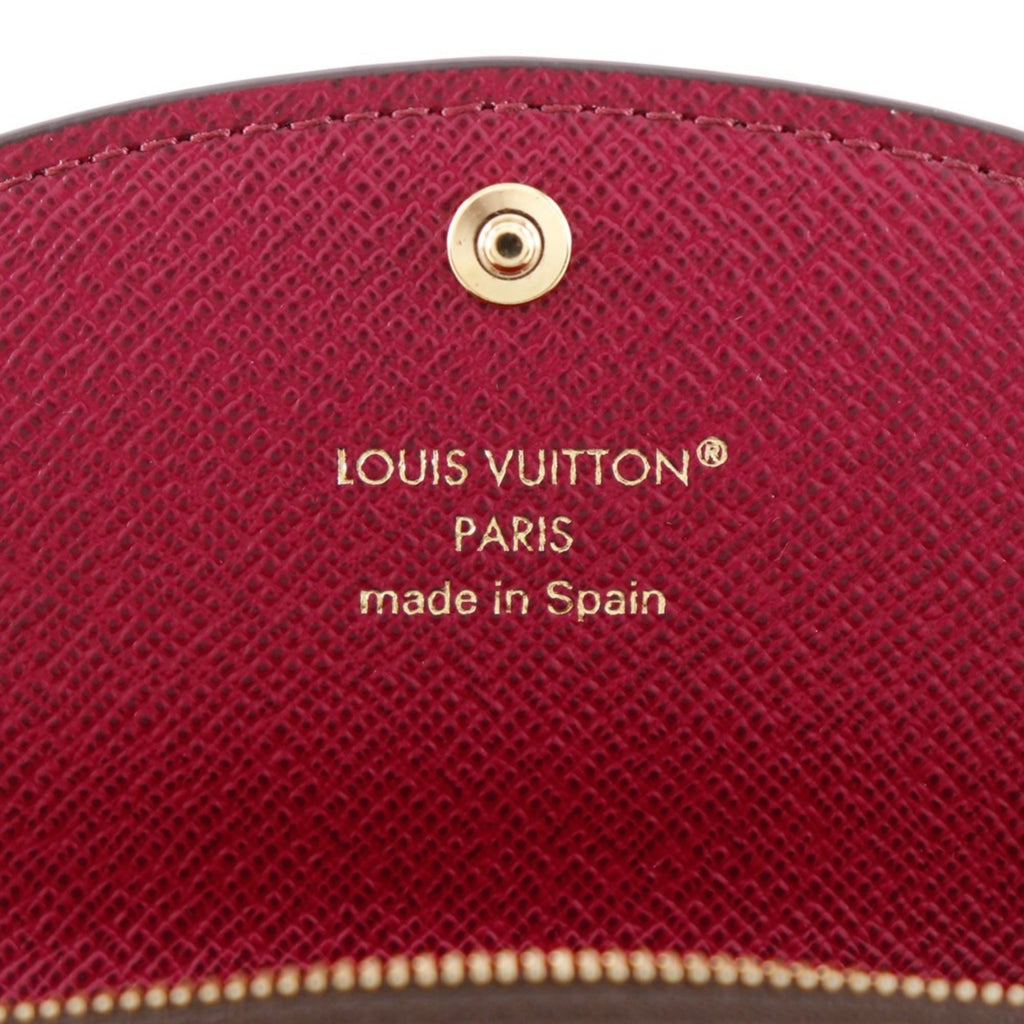 Louis Vuitton Portomone Rosary Coin Case M41939, Monogram Canvas, Fuchsia, Brown, Snap Buttons, Women's